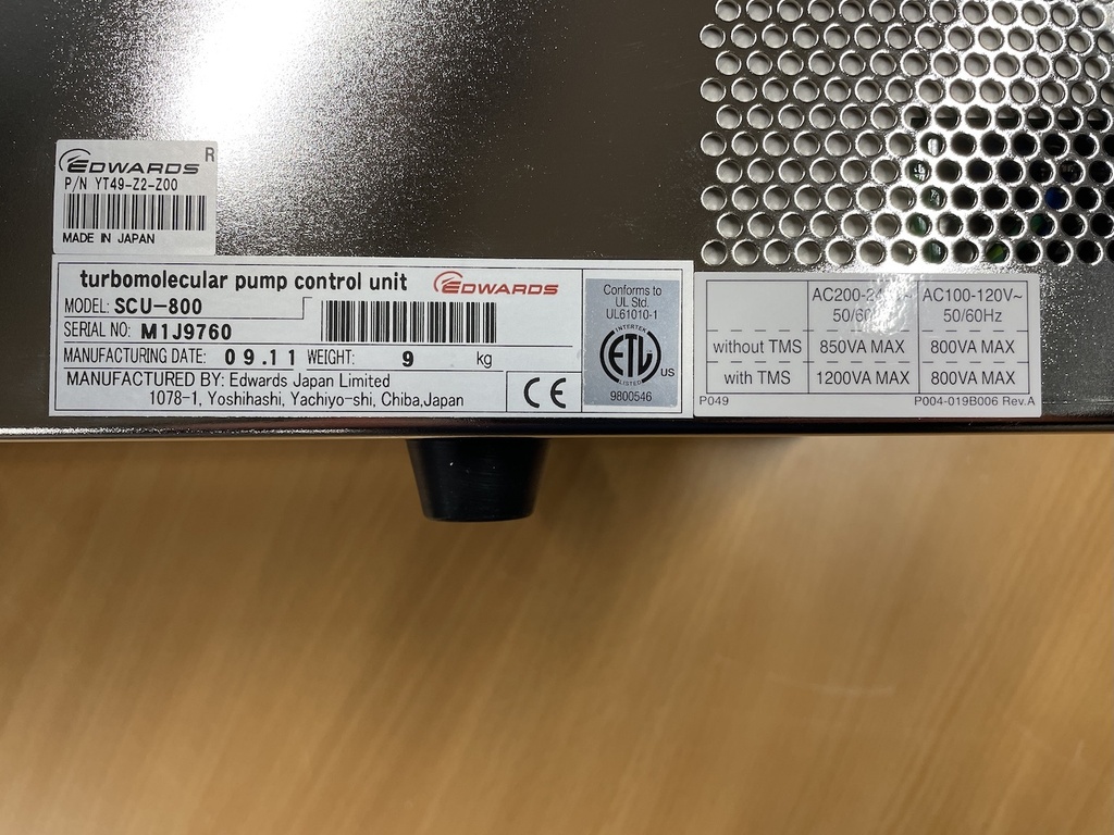 EDWARDS SCU-800 TURBOMOLECULAR PUMP CONTROL UNIT YT49-Z2-Z00
