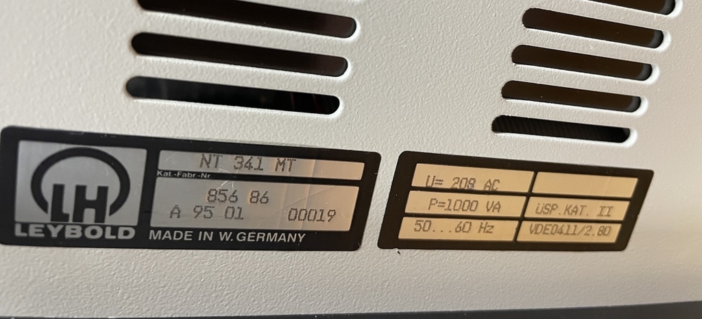 LEYBOLD NT 341 MT TURBOTRONIK