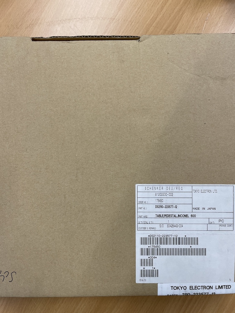 DS2110-223577-12 /PEDESTAL,TABLE,QUARTZ,INCONEL600 / TOKYO ELECTRON TEL