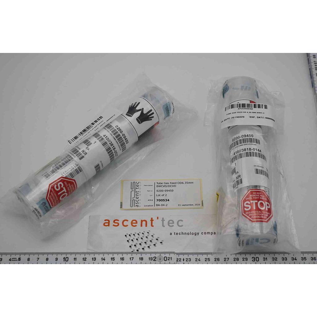 TUBE GAS FEED OD 6.35MM BWCVD/DCVD, REV 002, LOT OF 2