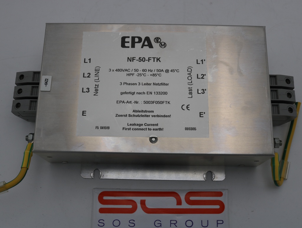 RFI 3-Phase Filter 480VAC, 50A, Lot of 2