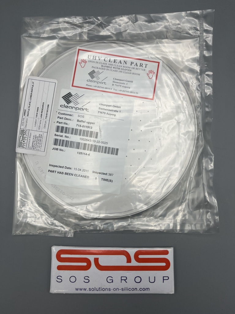 715-011913-006, BAFFLE PLATE, LOWER BAFFLE, 6"