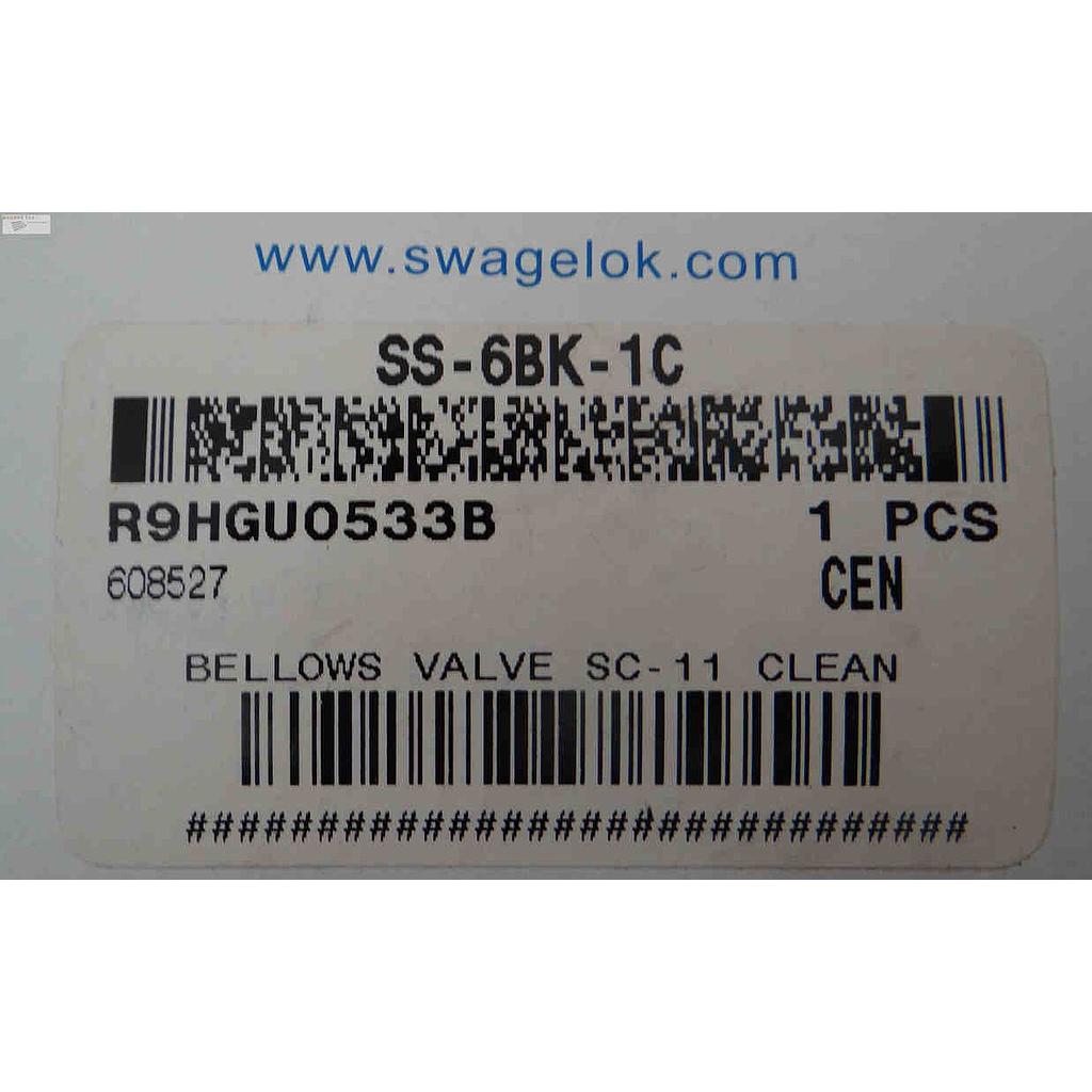 SS Bellows Sealed Valve, Gasketed, PCTFE Stem Tip, 3/8